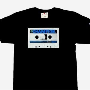 CHAMPION 90’S T-SHIRT RETRO CASSETTE TAPE GRAPHICS